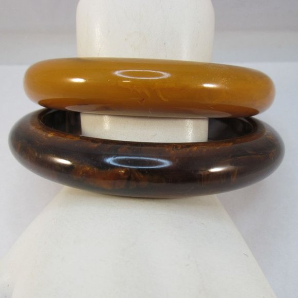 Vintage Butterscotch and Brown Bakelite Bangle Bracelets 2 in Lot - Picture 4 of 12